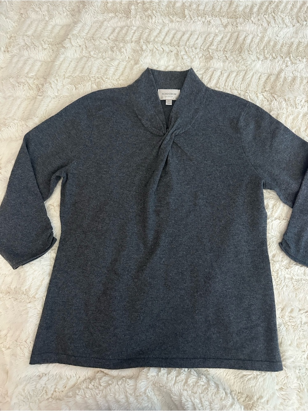 NWT Nordstrom Collection grey twist-neck sweater 100% cashmere XL